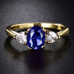 24k Yellow Gold Filled Oval Sapphire #5
